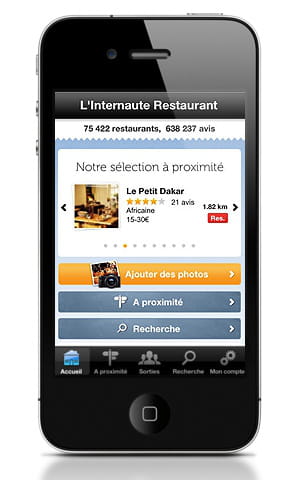 le guide des restaurants sur iphone.