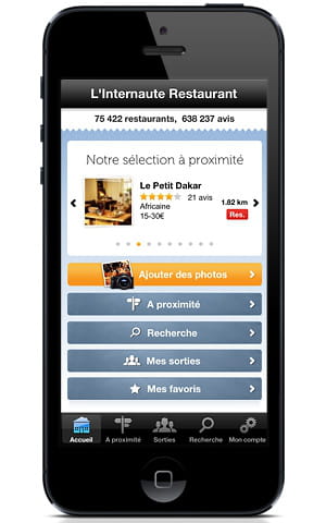 le guide des restaurants sur iphone.